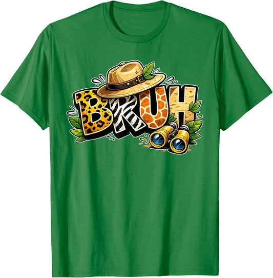 Bruh Safari Zookeeper Funny Animal Print Wildlife Boys Kids T-Shirt - T-Shirt | Irish Green