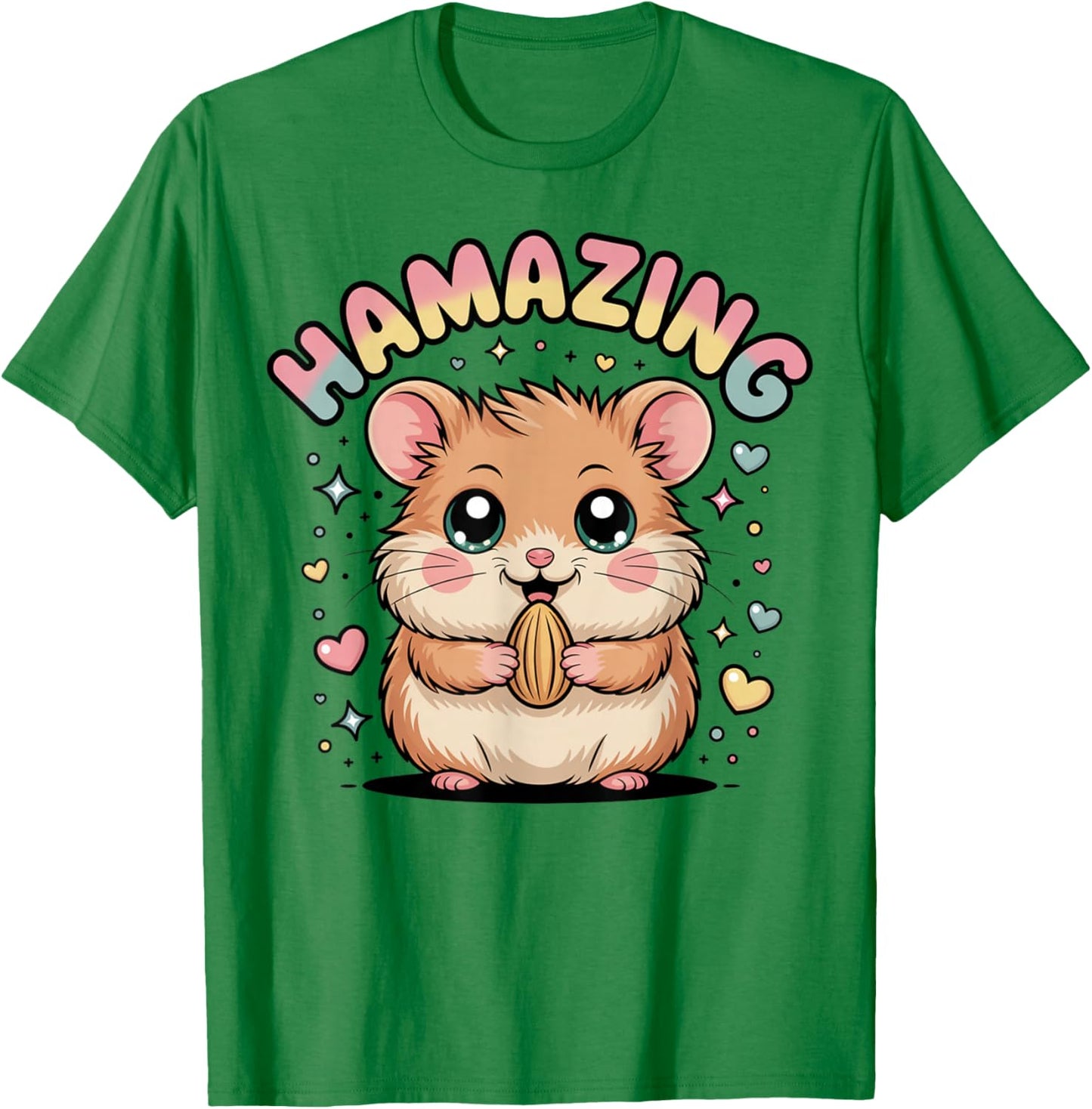 Hamazing Cute Hamster Kawaii Pastel Hearts Stars Hamster T-Shirt - T-Shirt | Irish Green
