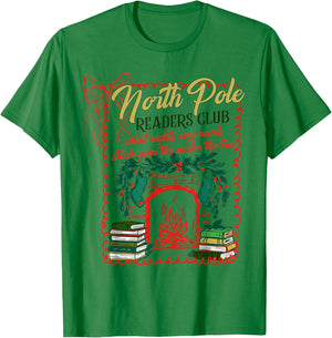 North Pole Readers Club, Coquette Merry Christmas Book Lover T-Shirt - T-Shirt | Irish Green