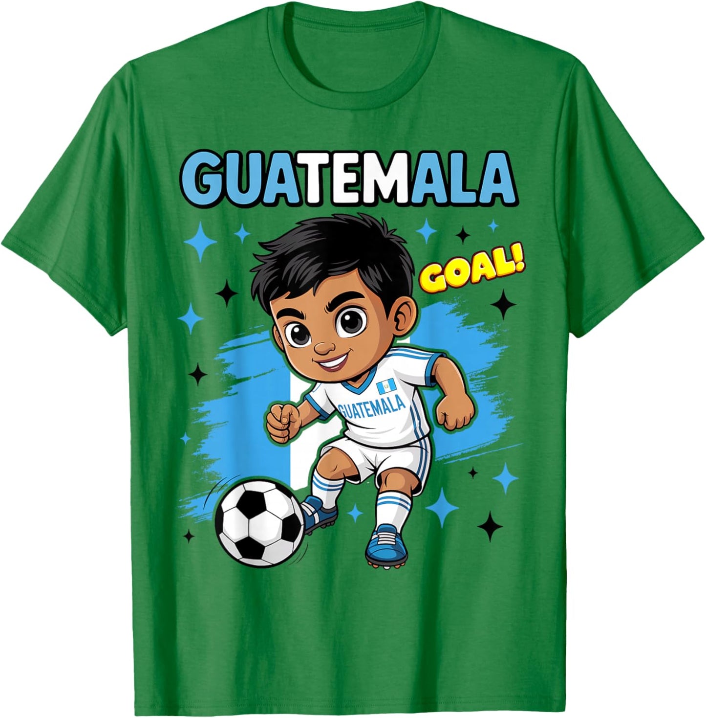 Guatemala Kid Goal Cartoon Guatemalan Flag for Kids T-Shirt - T-Shirt | Irish Green