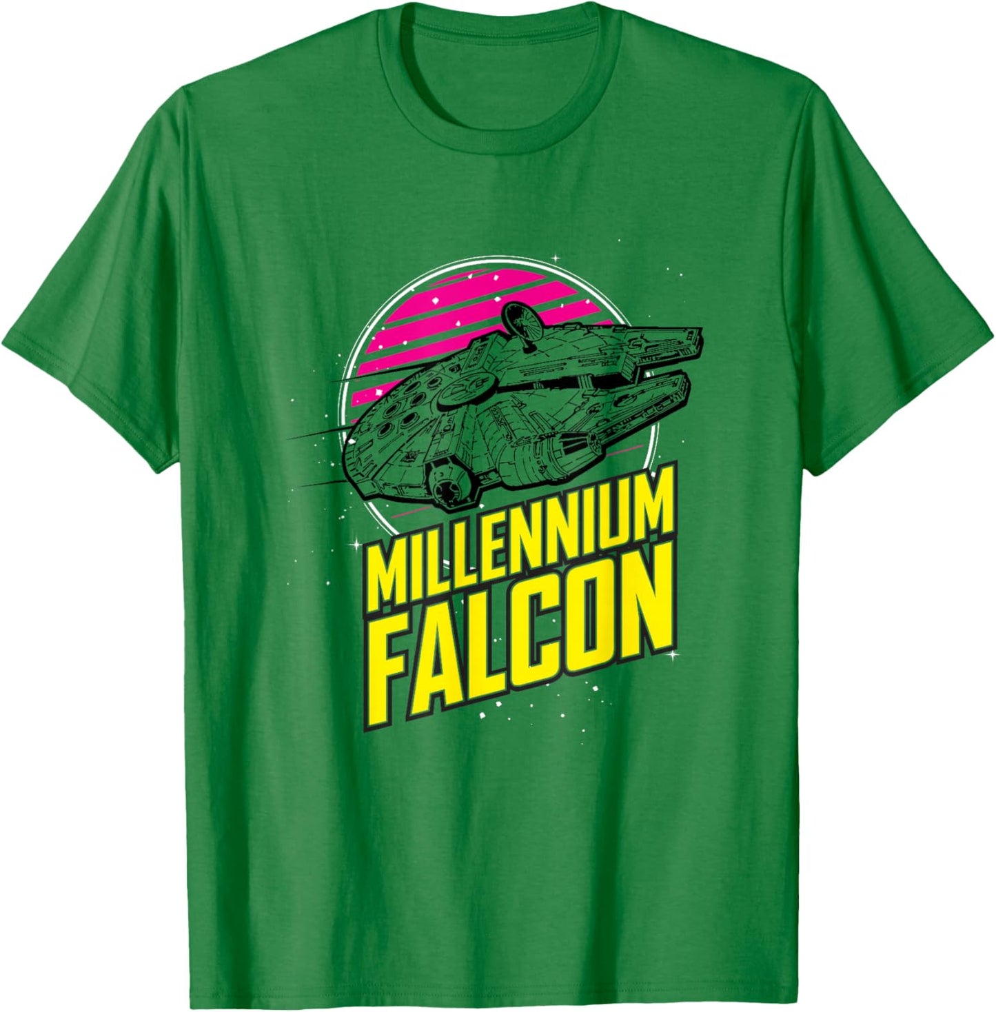 Star Wars A New Hope Millennium Falcon Retro Sci Fi Ship T-Shirt - T-Shirt | Irish Green