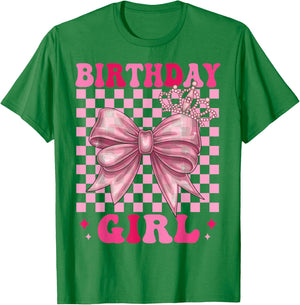Birthday Girl Coquette Bow Pink Floral Birthday Girls T-Shirt - T-Shirt | Irish Green