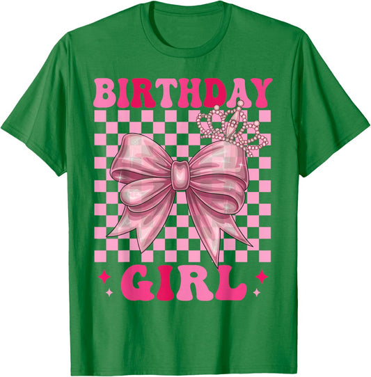 Birthday Girl Coquette Bow Pink Floral Birthday Girls T-Shirt - T-Shirt | Irish Green