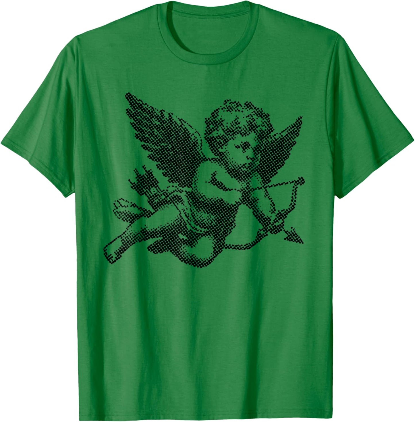 Vintage Cupid Cherub Black and White T-Shirt - T-Shirt | Irish Green