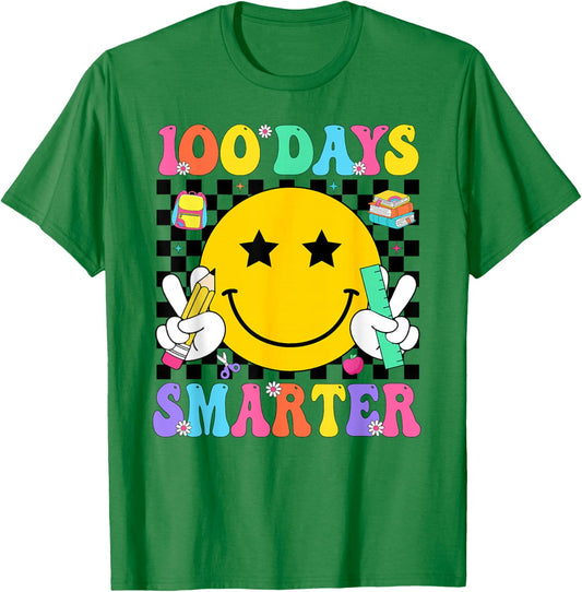 100 Days Smarter Teacher Boys Girls Kids 100th Day of School T-Shirt - T-Shirt | Irish Green