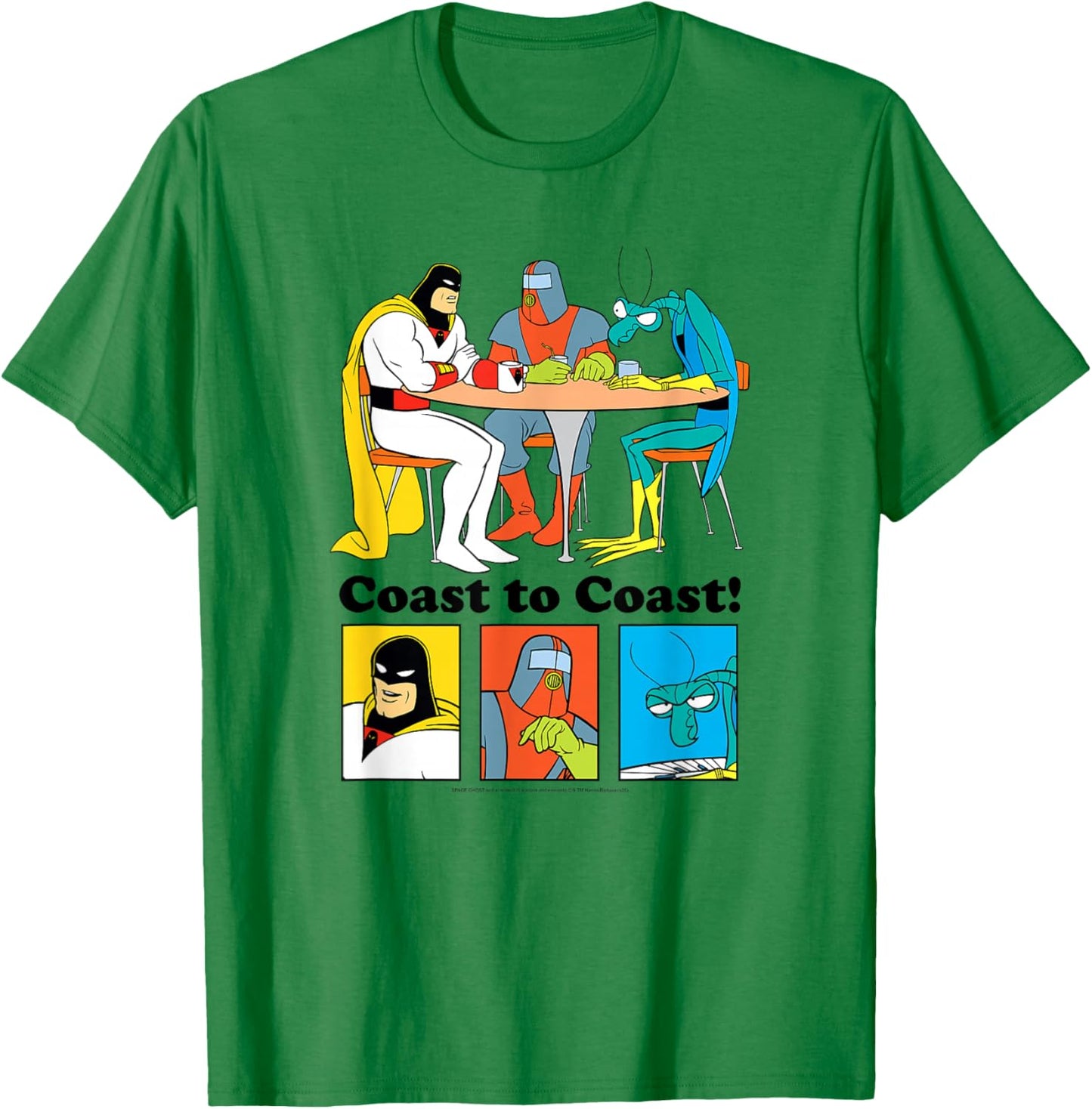 Space Ghost Coast to Coast Characters at Table Funny TV T-Shirt - T-Shirt | Irish Green