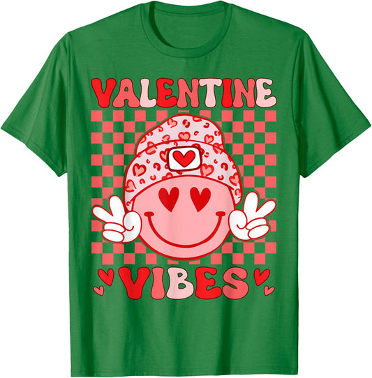 Valentine Vibes Hippie Valentines Day Shirts for Girls Women T-Shirt - T-Shirt | Irish Green