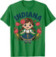 Cute Indiana Girl with State Flag Dress for Kids T-Shirt - T-Shirt | Irish Green