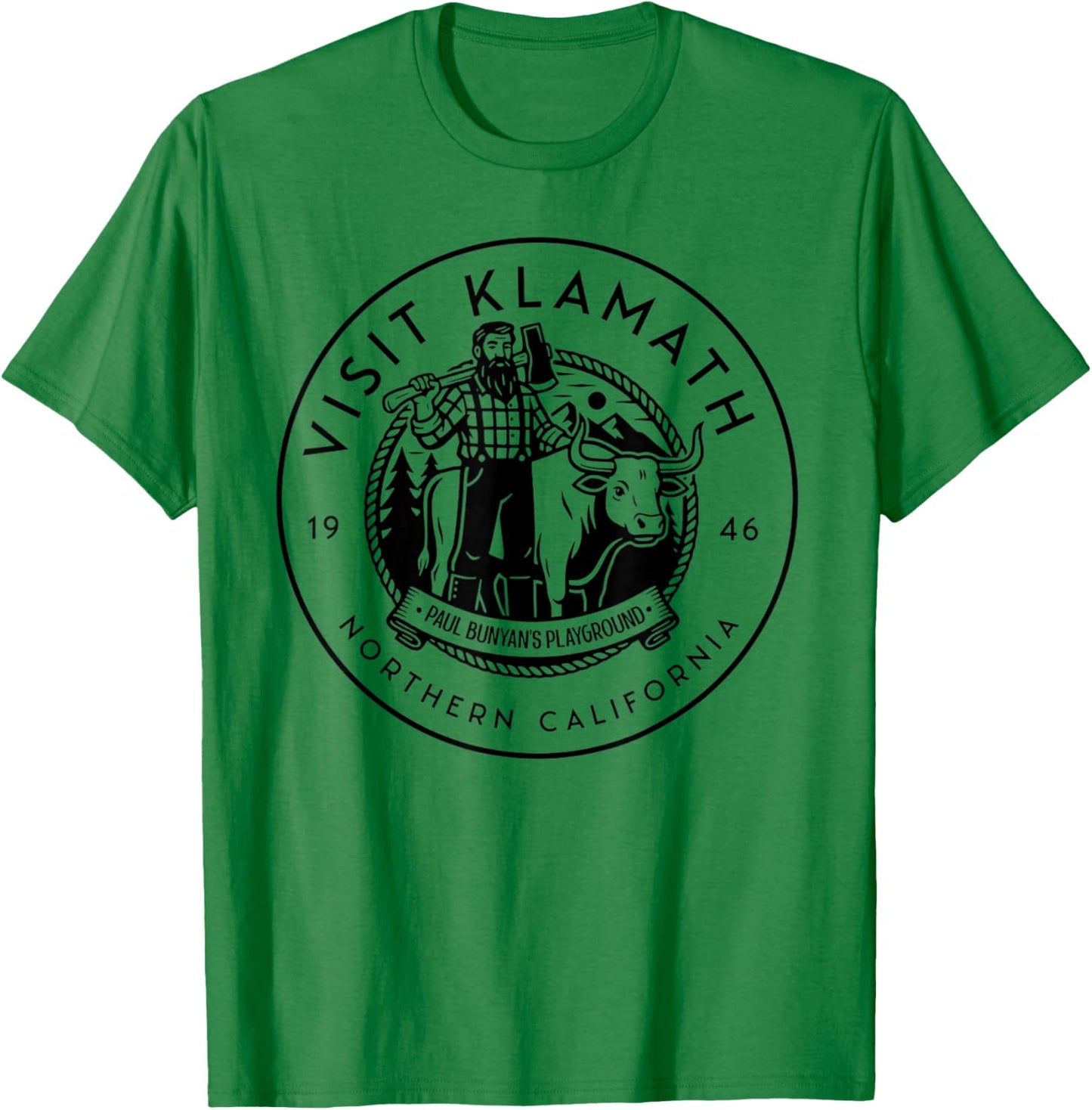 Visit Klamath – Northern California Roadside Attraction T-Shirt - T-Shirt | Irish Green