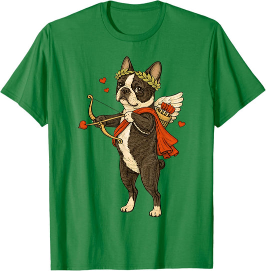 Valentine's Boston Terrier Cupid for Dog Lover T-Shirt - T-Shirt | Irish Green