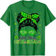 Miss Shenanigans Messy Bun Shamrock St Patricks Irish Girl T-Shirt - T-Shirt | Irish Green