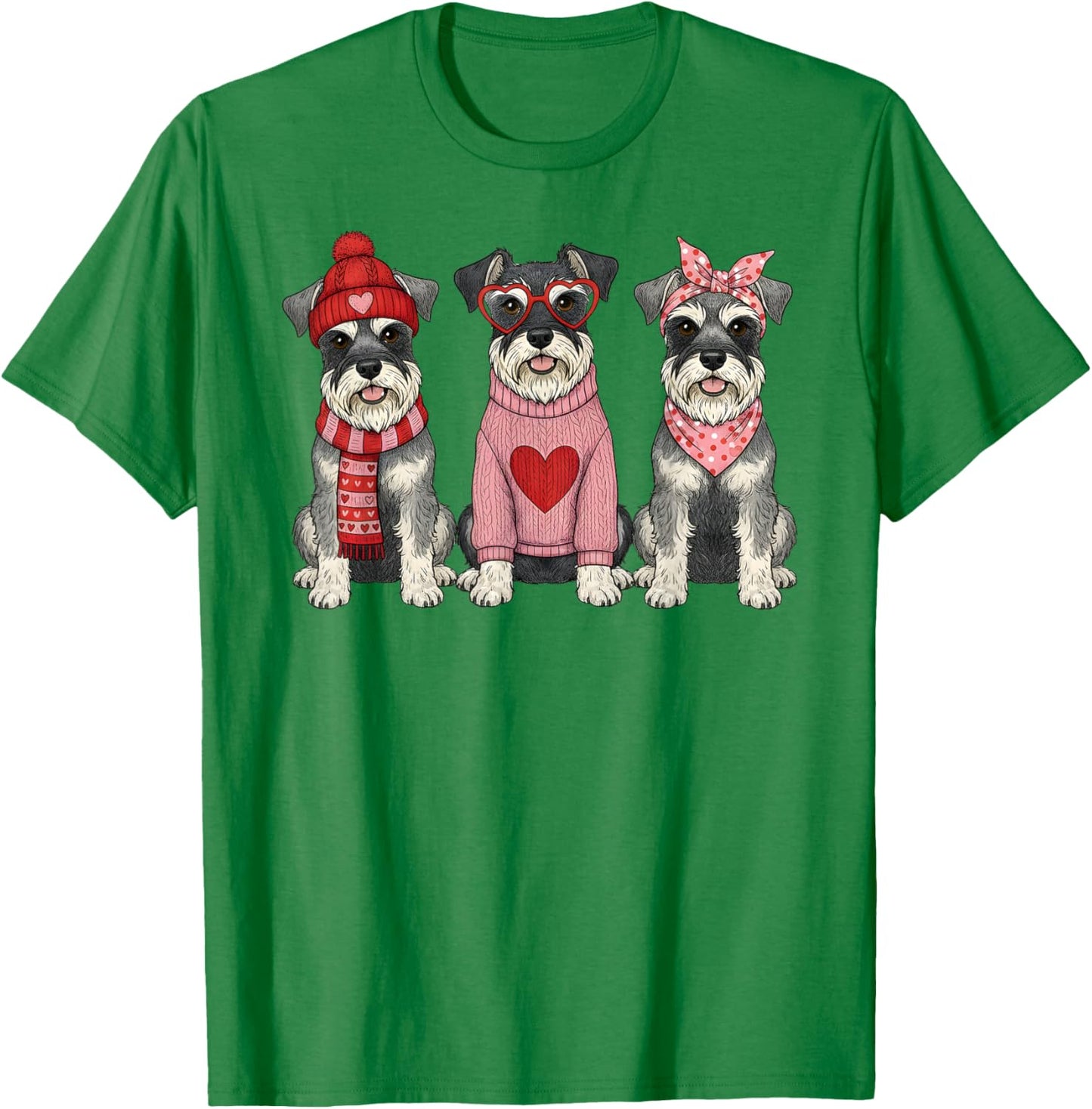 Cute Miniature Schnauzer Valentine Dog T-Shirt - T-Shirt | Irish Green
