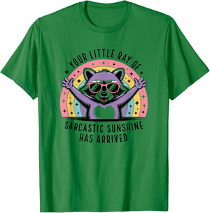 Raccoon Your Little Ray of Sarcastic Sunshine Funny Raccoon T-Shirt - T-Shirt | Irish Green