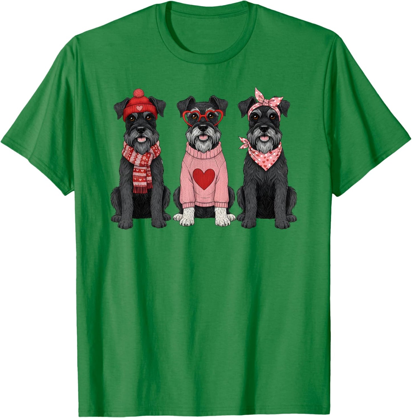 Cute Schnauzer Valentine Dog T-Shirt - T-Shirt | Irish Green