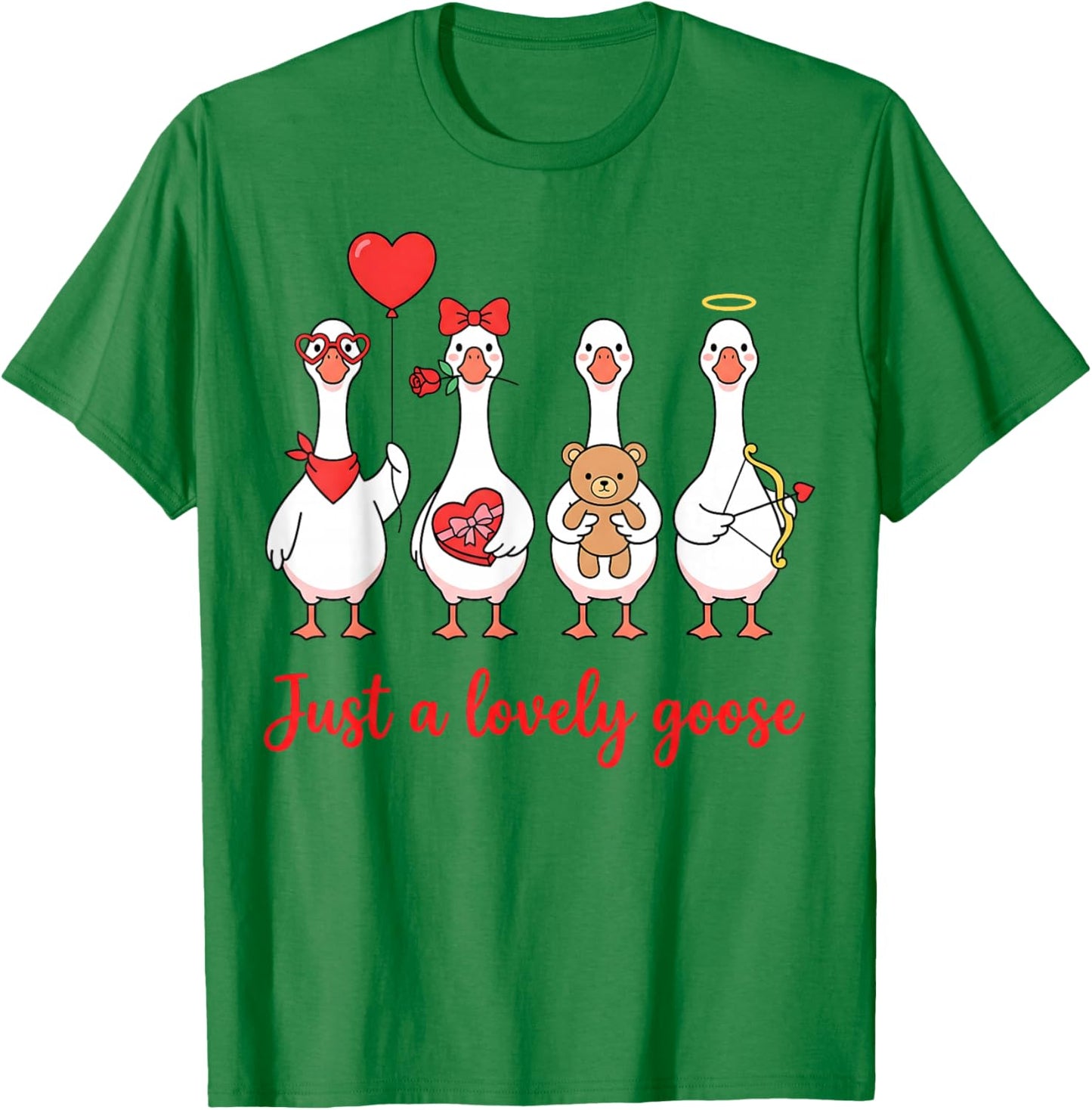 Humor Silly Goose Just A Lovely Goose Valentine's Day Couple T-Shirt - T-Shirt | Irish Green