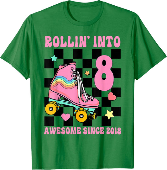 Skating Girl 8th Birthday T-Shirt - T-Shirt | Irish Green