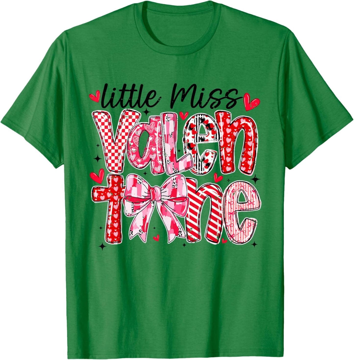Coquette Bow Little Miss Valentine Girly Love Heart XOXO T-Shirt - T-Shirt | Irish Green