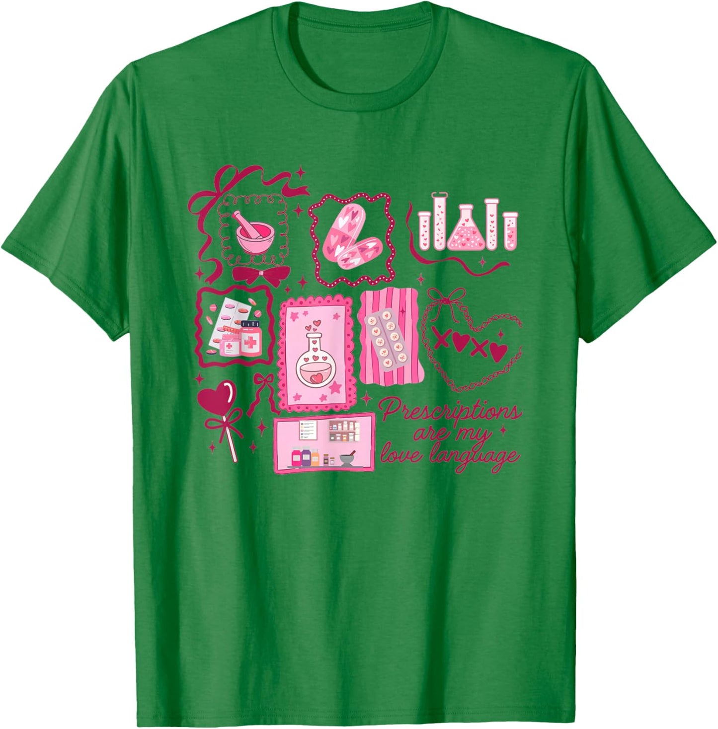 Women Pharmacy Tech Valentine Prescription Pharmacist T-Shirt - T-Shirt | Irish Green