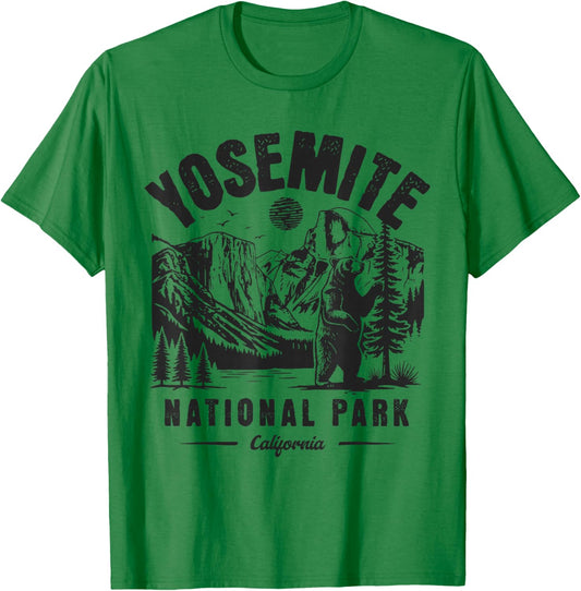 Yosemite National Park Caliornia USA Retro Vintage Nature T-Shirt - T-Shirt | Irish Green