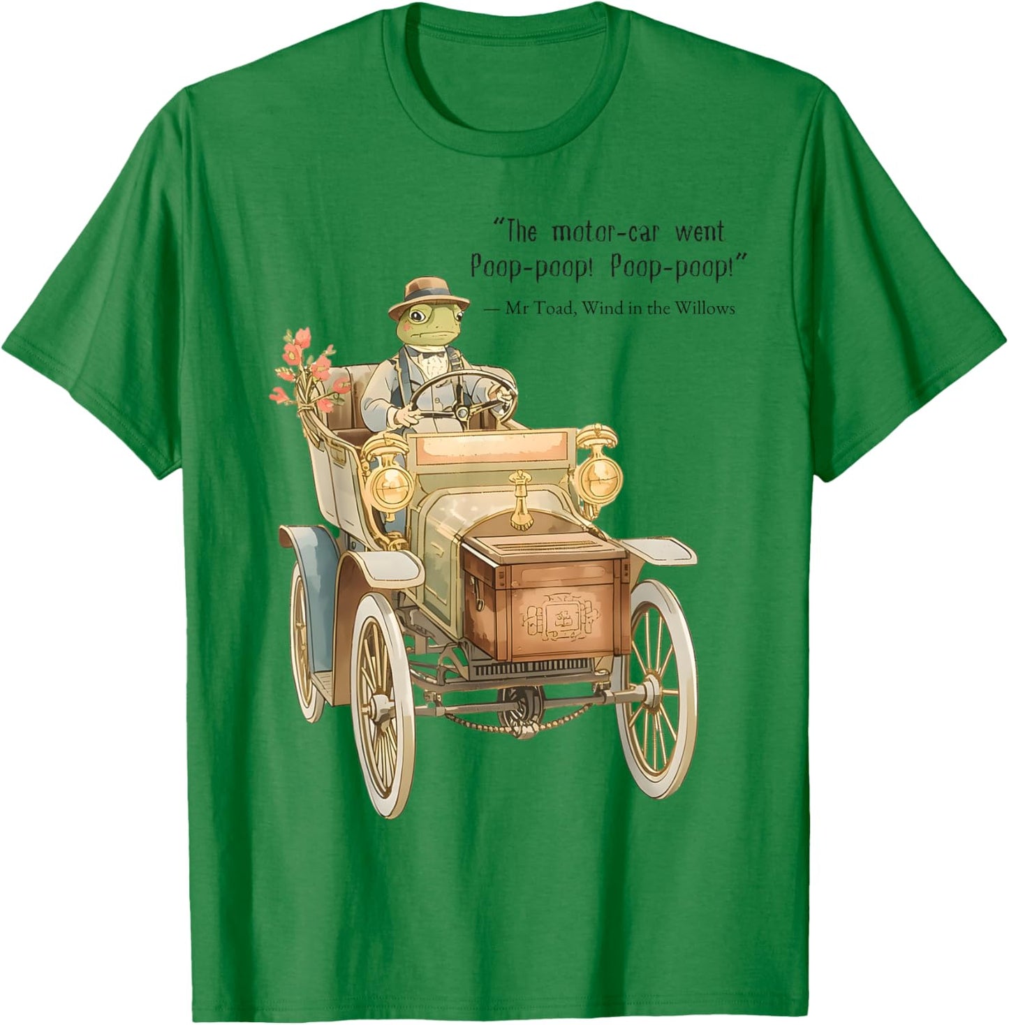 Wind in The Willows Mr Toad's Motor Car Illustration Vintage T-Shirt - T-Shirt | Irish Green
