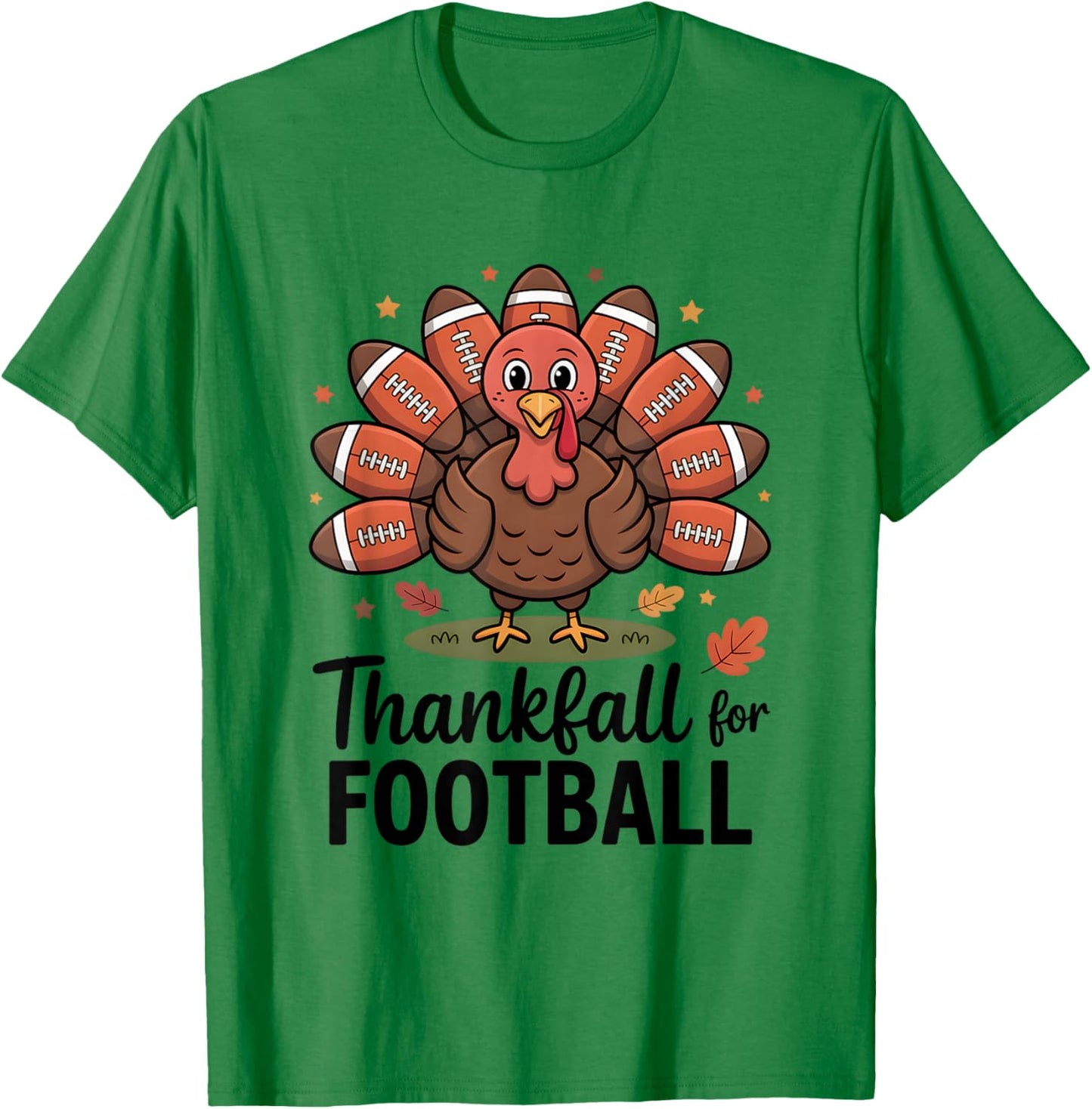 Thankful Football Turkey Thanksgiving Fall Boys Men Women T-Shirt - T-Shirt | Irish Green