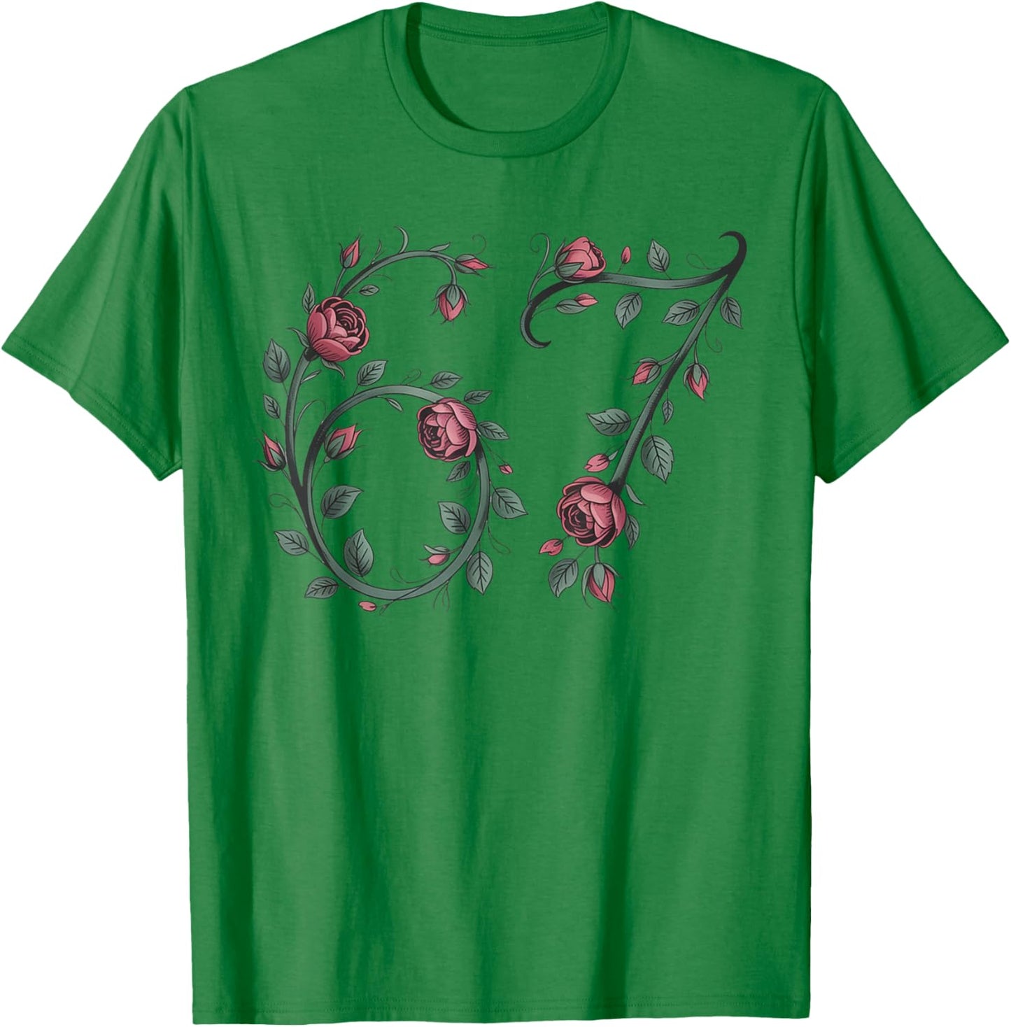 Retro Cute Floral 67 Rose Valentines Day Funny Love 67 T-Shirt - T-Shirt | Irish Green