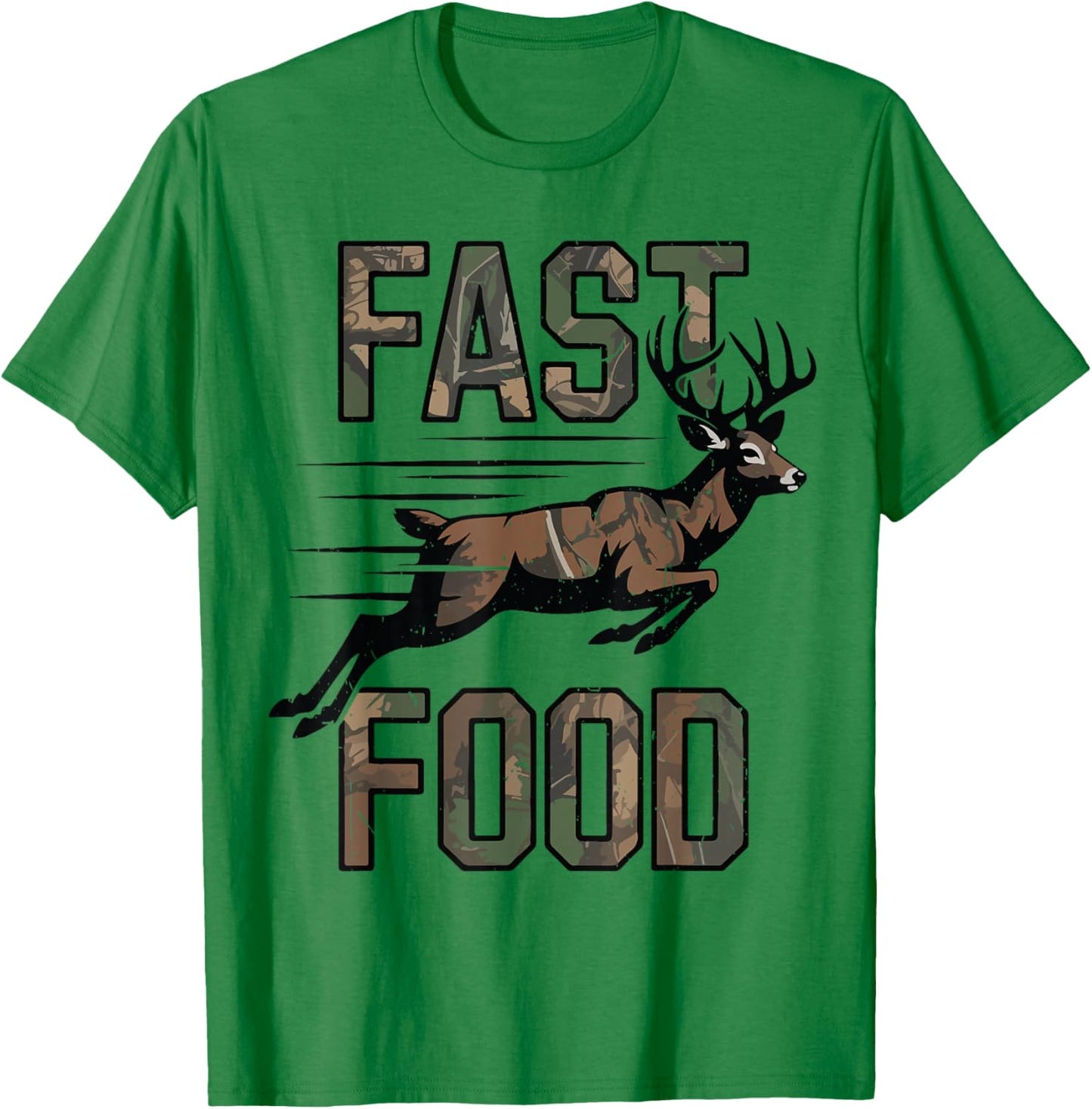 Camo Deer Hunting Youth Boys Fast Food Funny Hunting Humor T-Shirt - T-Shirt | Irish Green