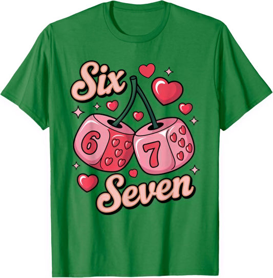 Six Seven 67 Meme Funny Valentines Day T-Shirt - T-Shirt | Irish Green