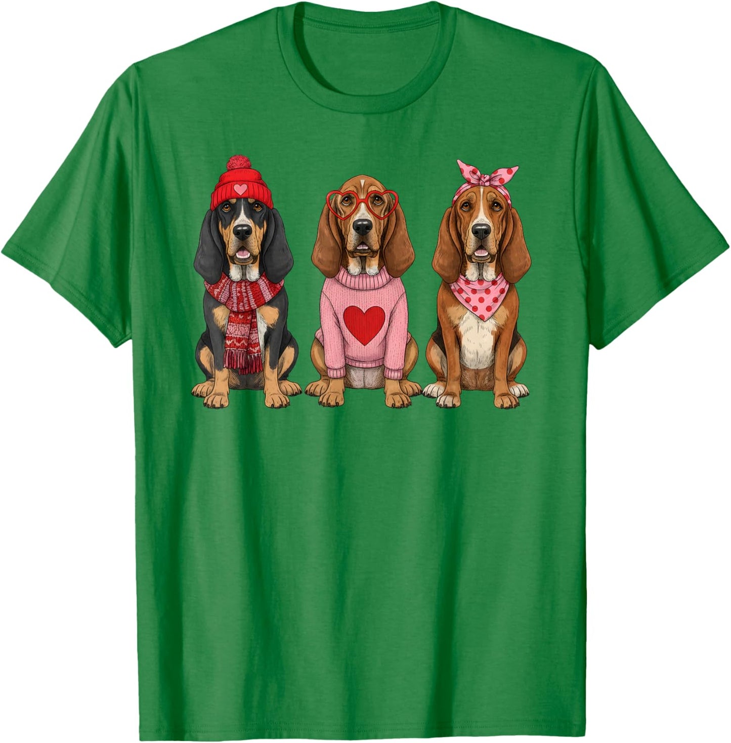 Cute Bloodhound Valentine Dog T-Shirt - T-Shirt | Irish Green
