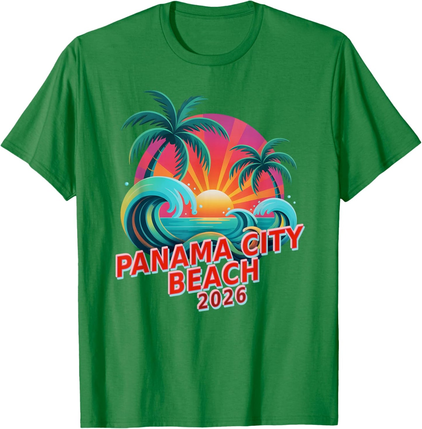 Vintage Panama City Beach 2026 Mom Daughter Trip Surfer T-Shirt - T-Shirt | Irish Green