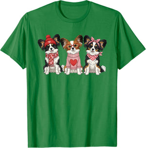 Cute Papillon Dog Valentine T-Shirt - T-Shirt | Irish Green