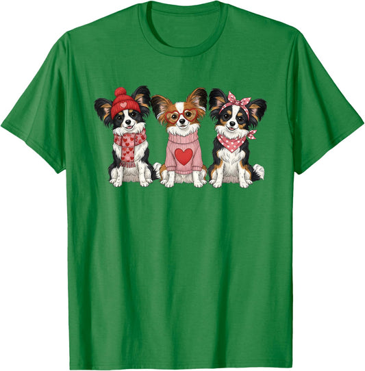 Cute Papillon Dog Valentine T-Shirt - T-Shirt | Irish Green