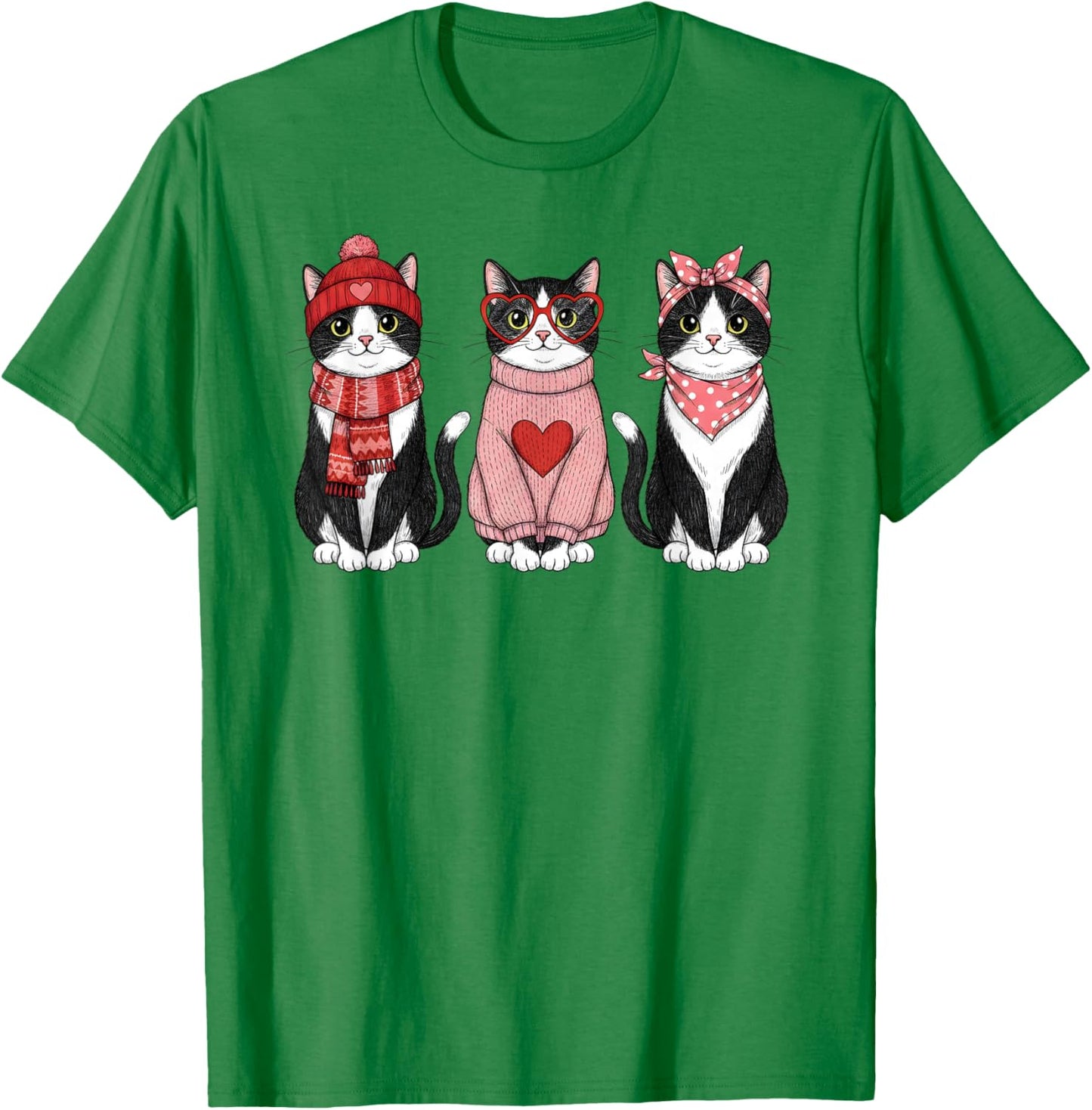 Retro Tuxedo Cat Cute Valentine T-Shirt - T-Shirt | Irish Green