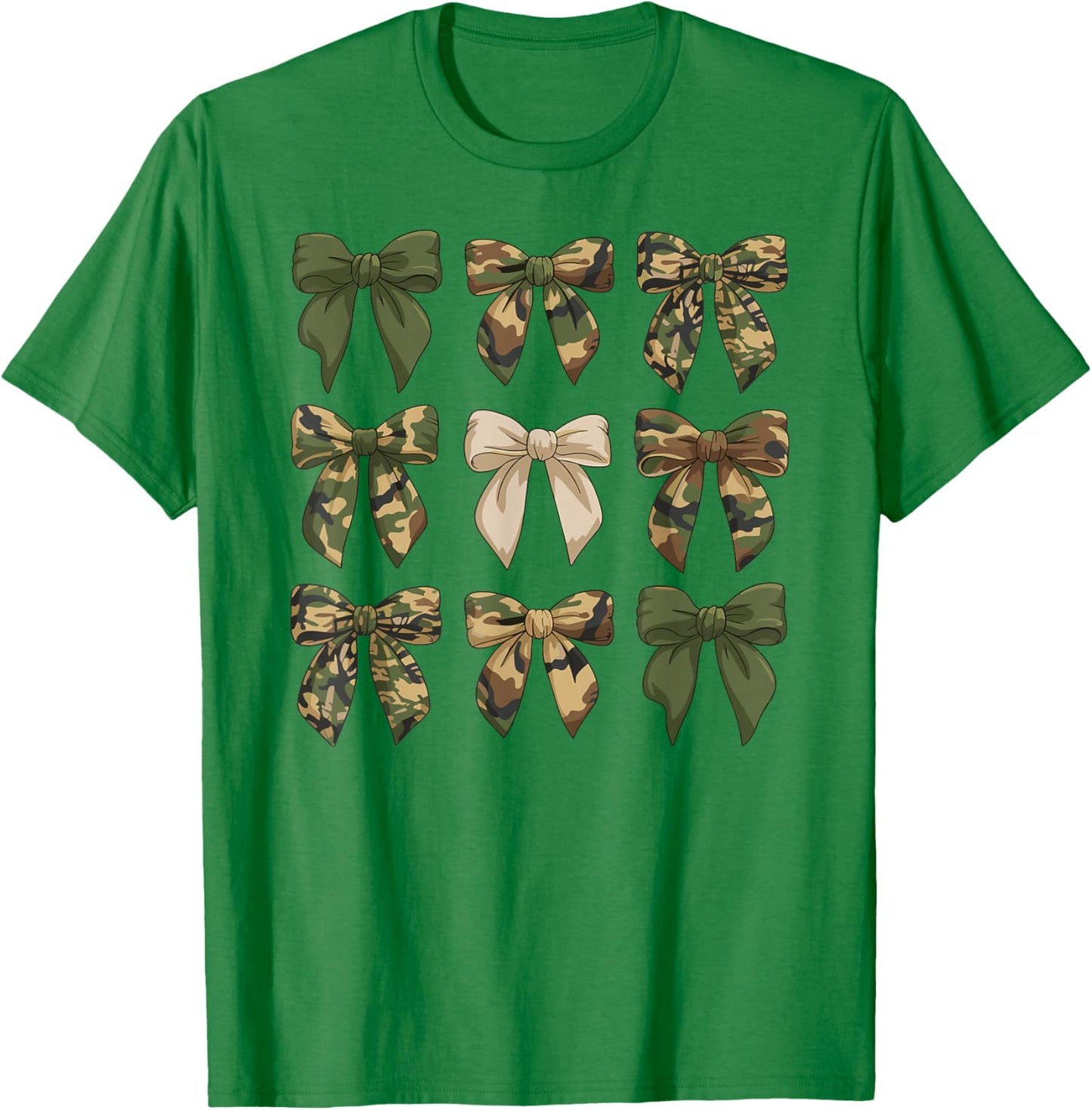 Camouflage Old Camo Bow Cute Country Hunting Women Girl T-Shirt - T-Shirt | Irish Green