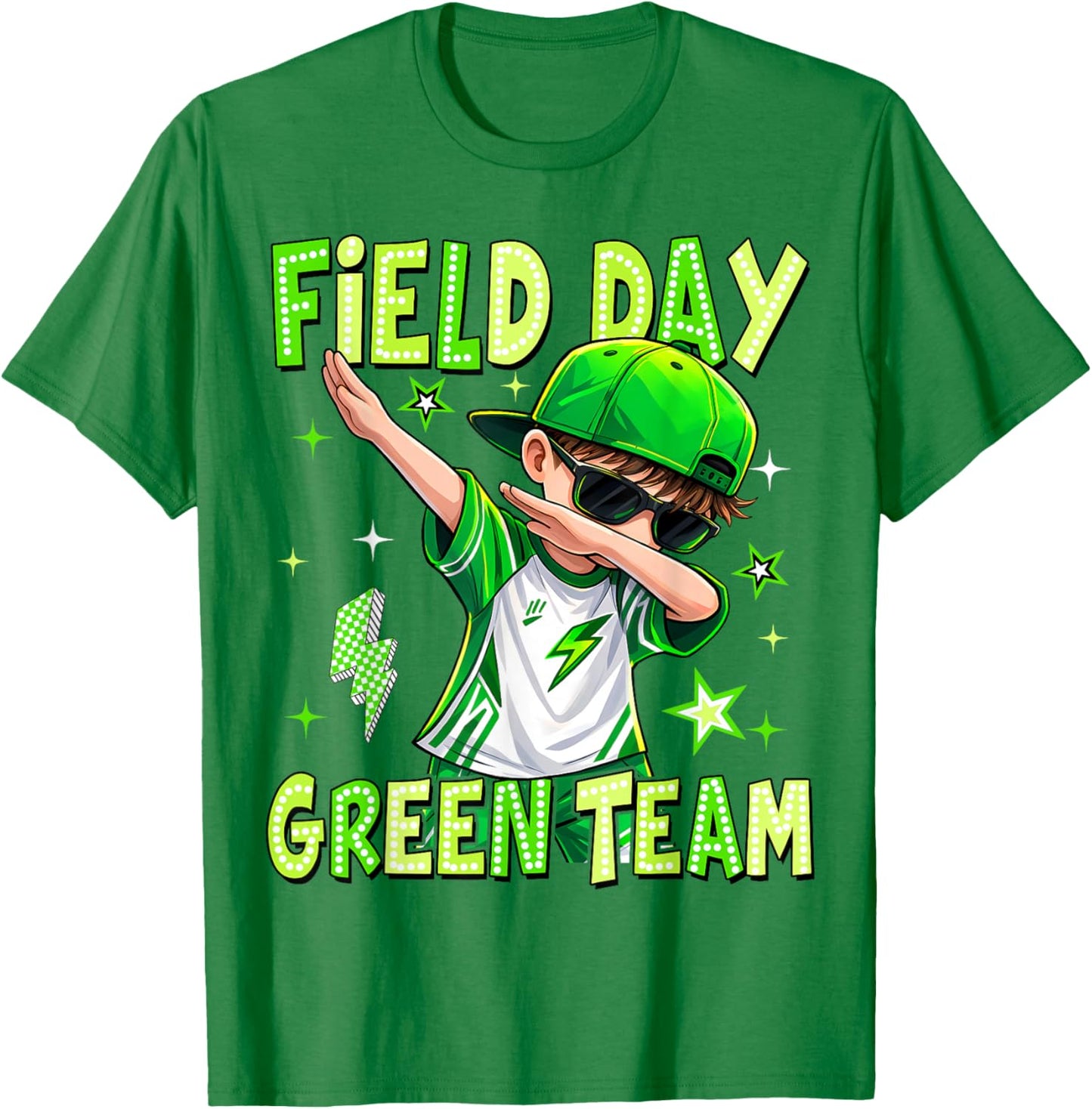 Field Day Green Team Dabbing Boys Kids Games Field Trip Fun T-Shirt - T-Shirt | Irish Green