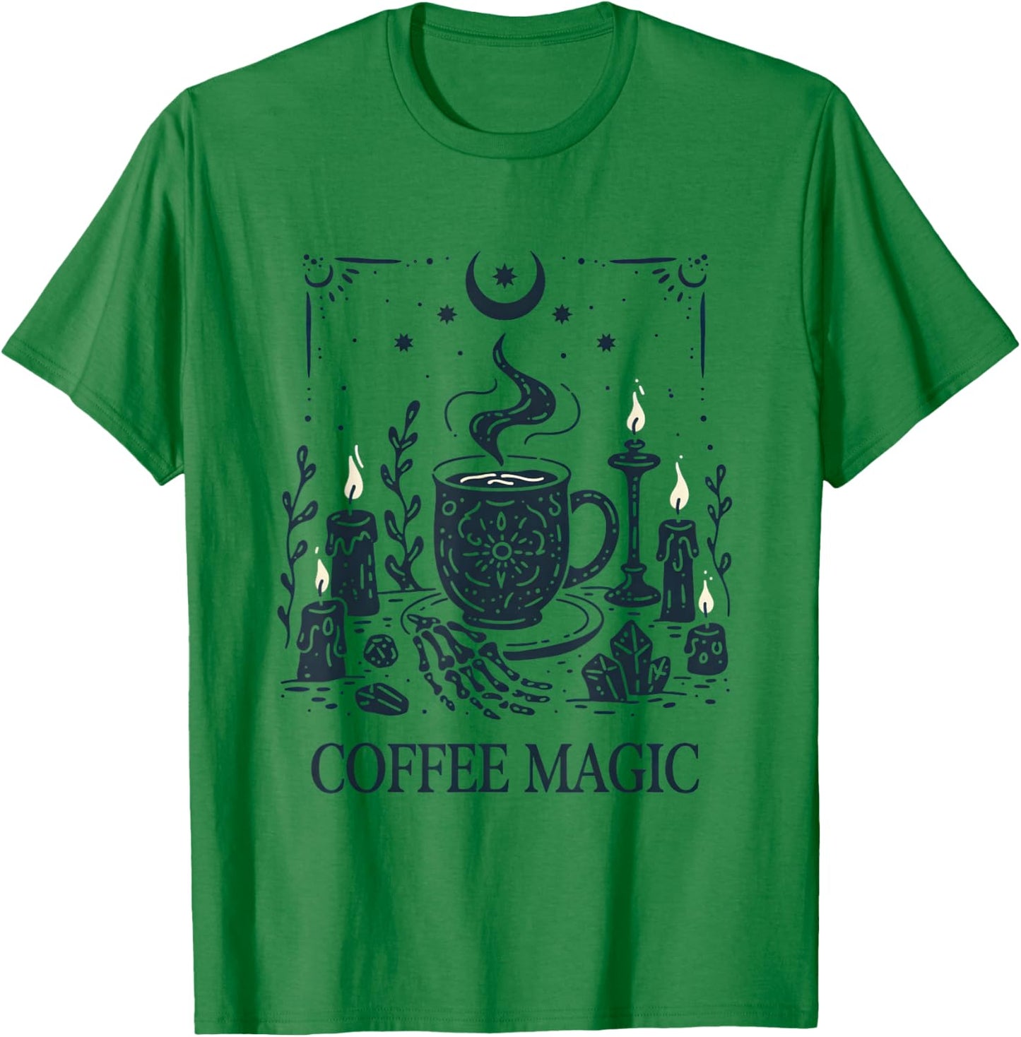 The Coffee Tarot Cards Skeleton Coffee Lover Caffeine Addict T-Shirt - T-Shirt | Irish Green