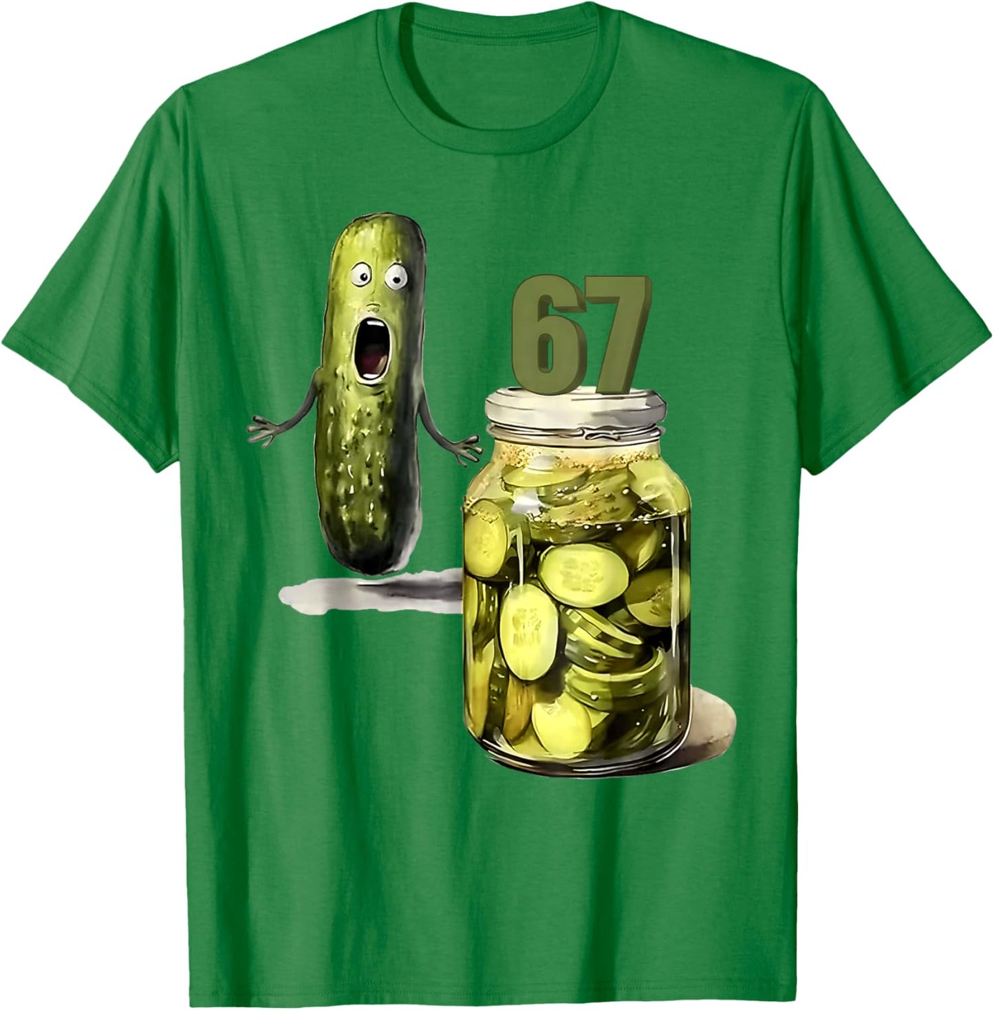 67 Meme Pickle Surprise A Jar of Sliced Pickles Cucumber 67 T-Shirt - T-Shirt | Irish Green