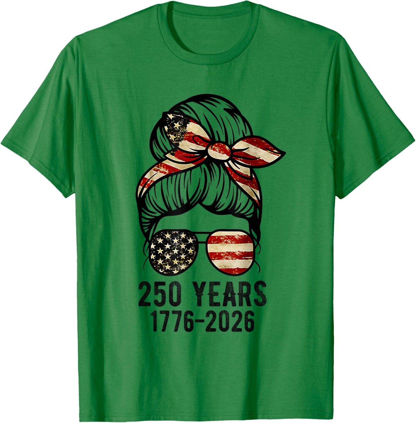 Flag Vintage 250 Years American 1776 2026 250th USA Birthday T-Shirt - T-Shirt | Irish Green