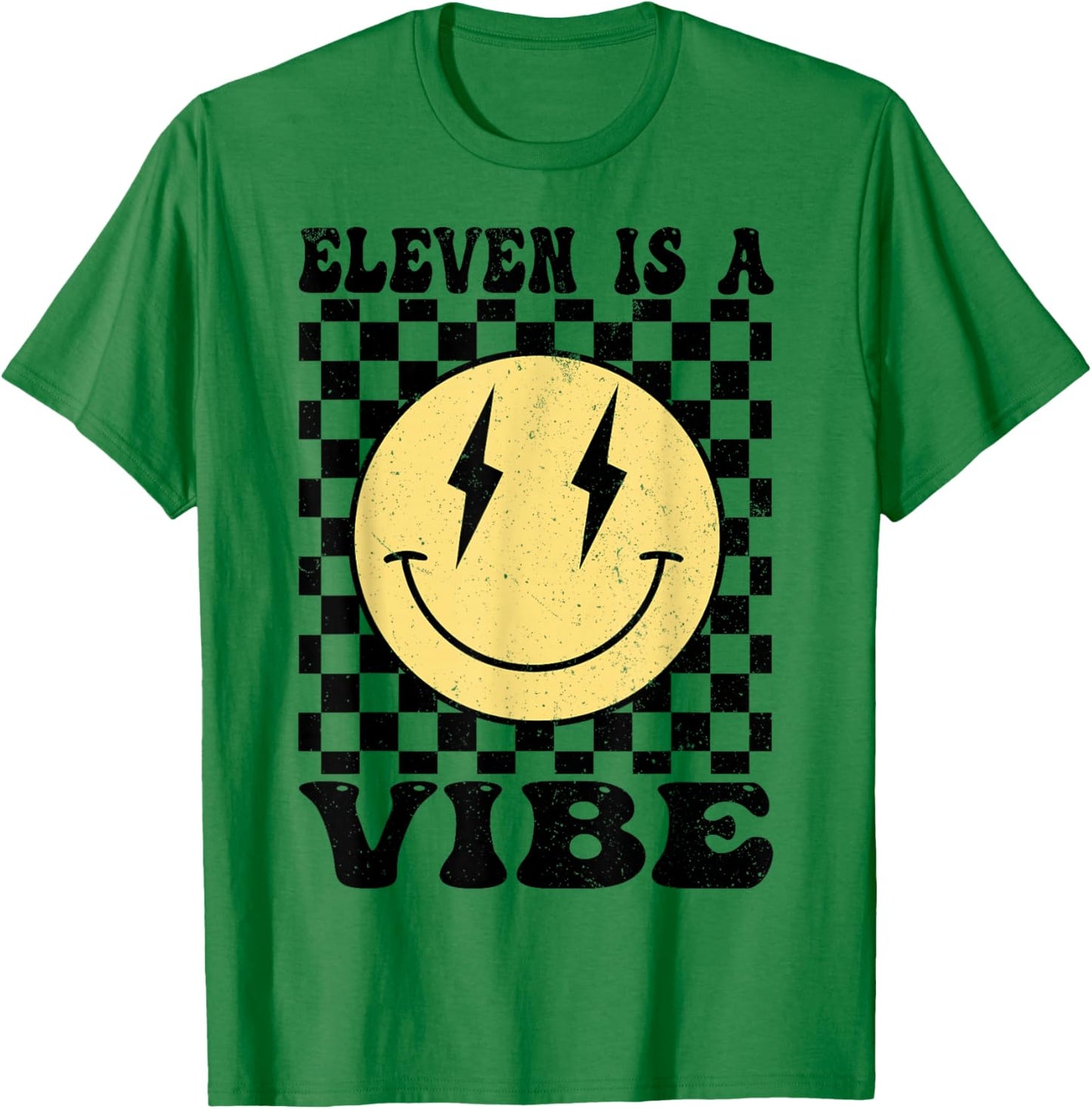 Eleven is A Vibe 11 Years Old Bday Happy Face 11th Birthday T-Shirt - T-Shirt | Irish Green