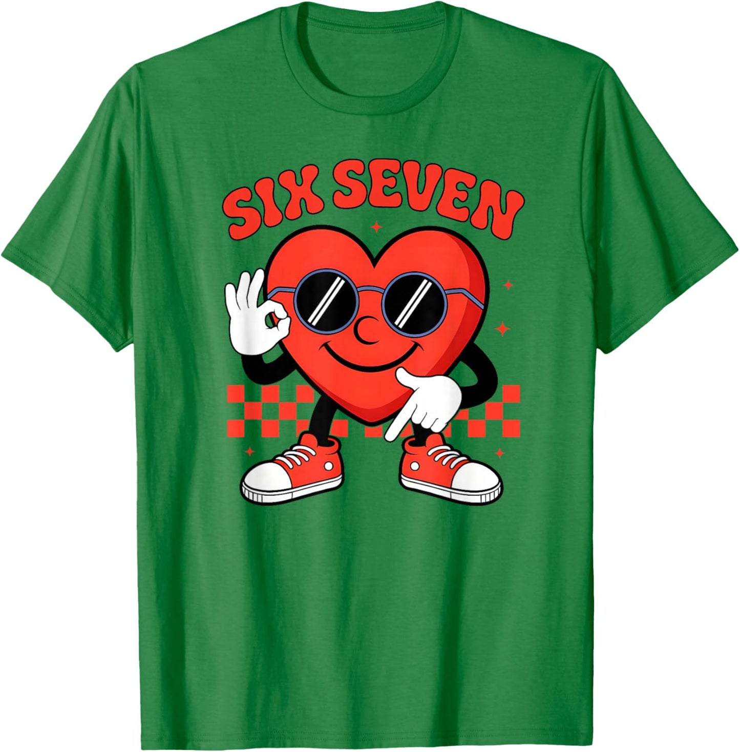Six Seven 6 7 Valentines Day Heart Men Boys Kids 67 Meme T-Shirt - T-Shirt | Irish Green