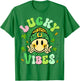 Lucky Vibes St. Patricks Day Funny Smile Face Boy Girl Kid T-Shirt - T-Shirt | Irish Green