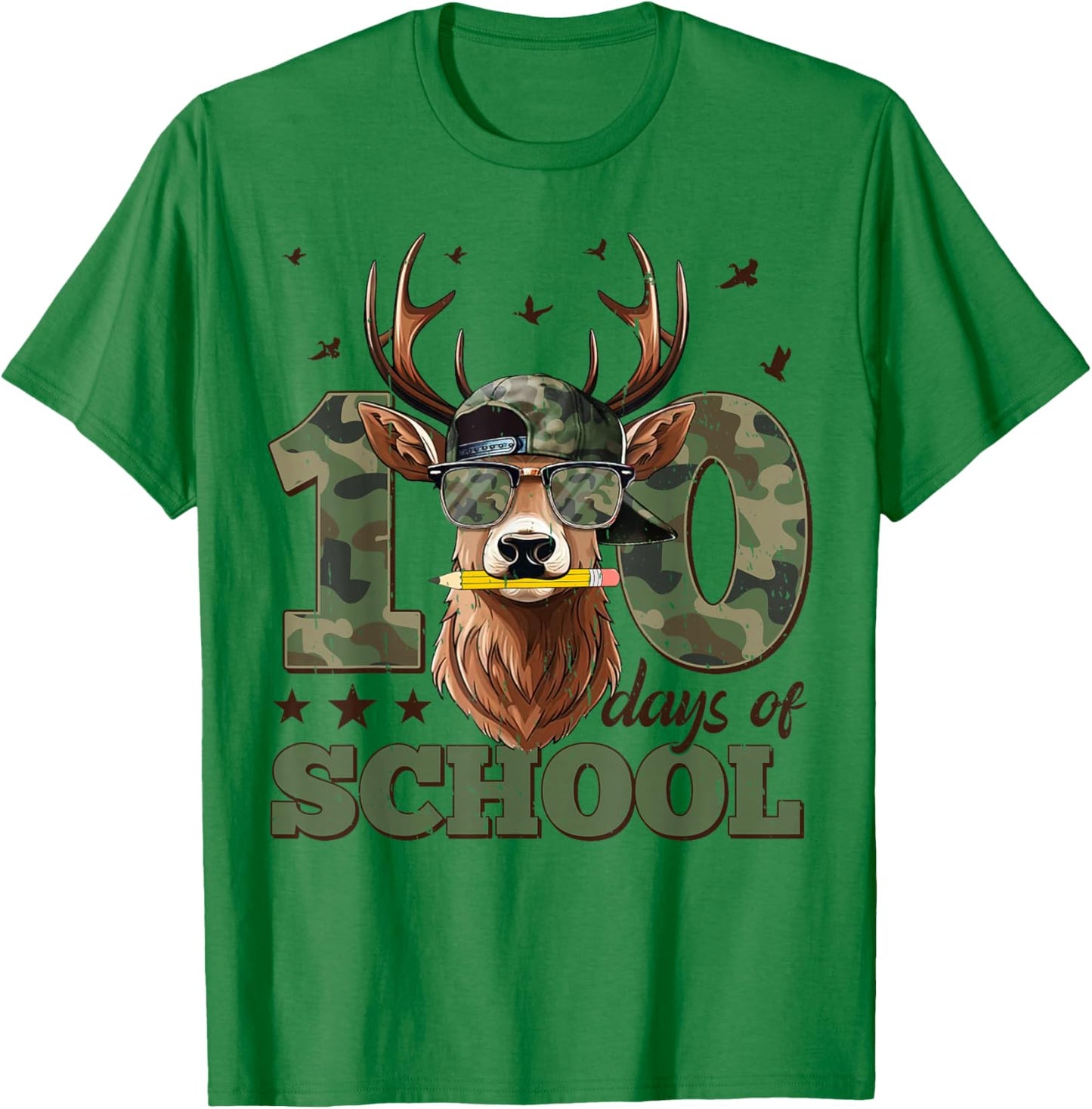 Bucked' 100 Days of School Deer Student Boy Girls 100th Day T-Shirt - T-Shirt | Irish Green