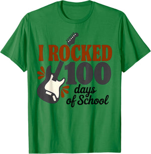 I Rocked 100 Days of School for Boys Girls Kids 100th Day T-Shirt - T-Shirt | Irish Green