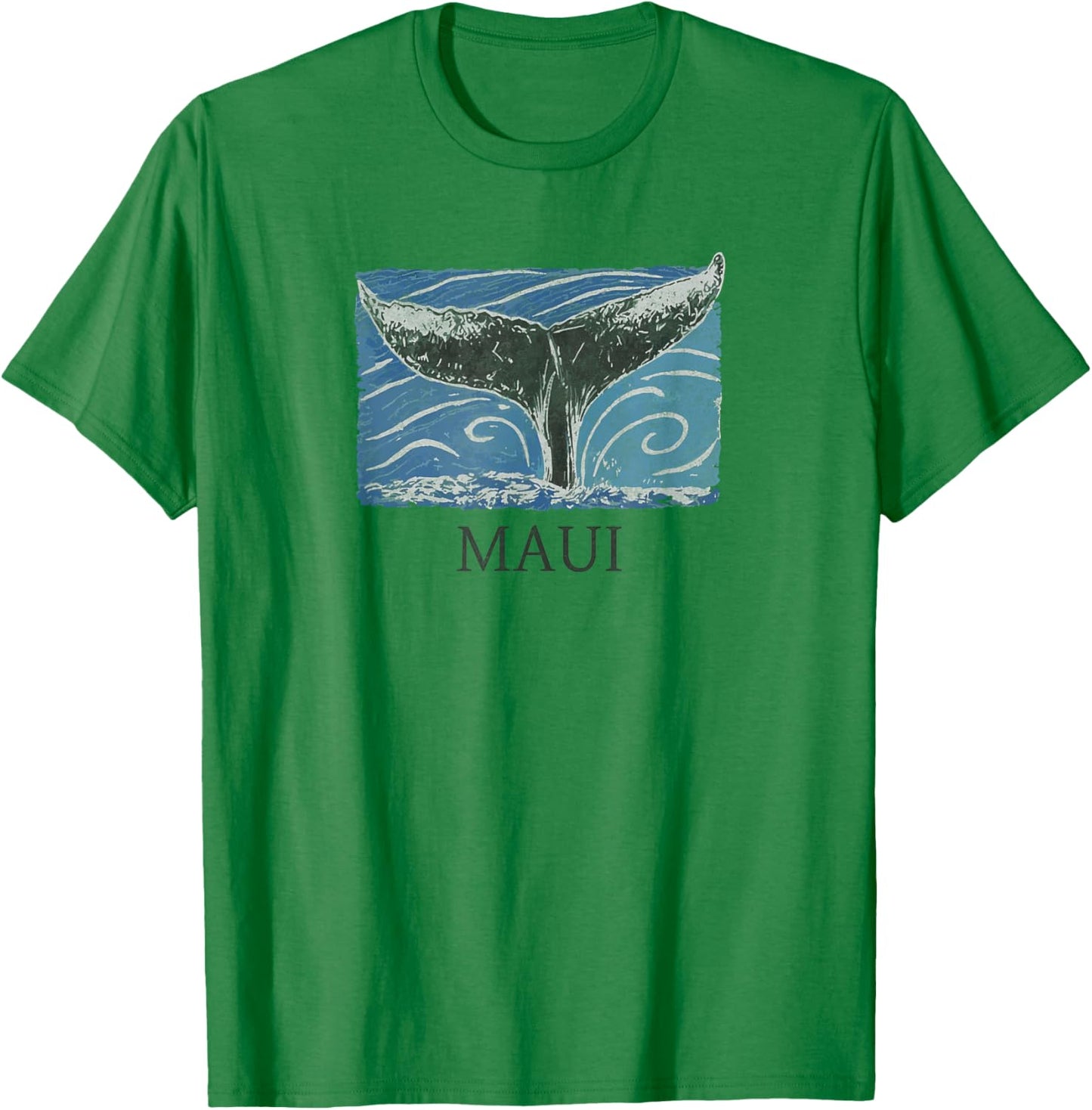 Maui Hawaii Retro Whale Graphic T-Shirt - T-Shirt | Irish Green