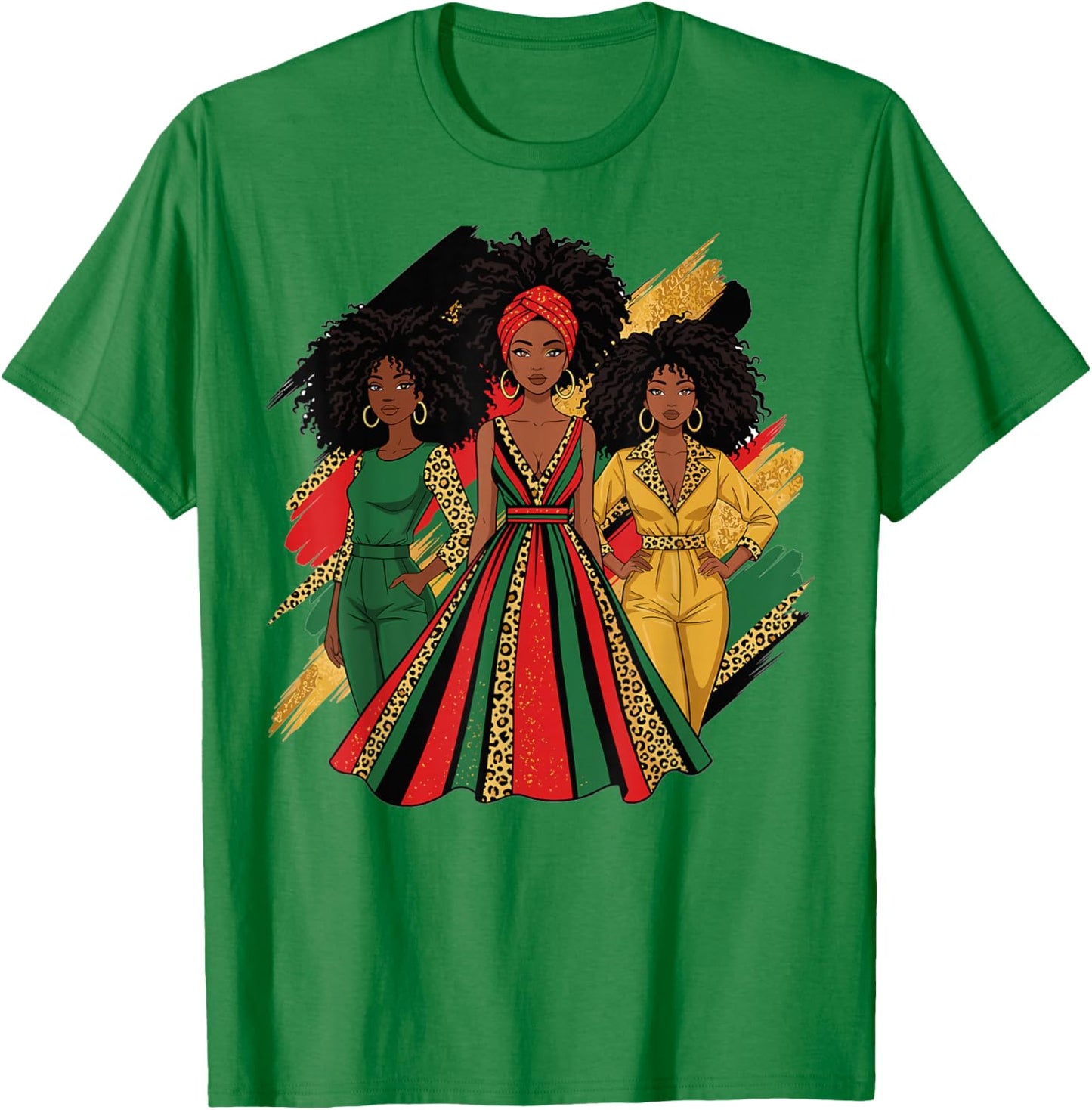 Black History Month Leopard Afro Queen Women T-Shirt - T-Shirt | Irish Green