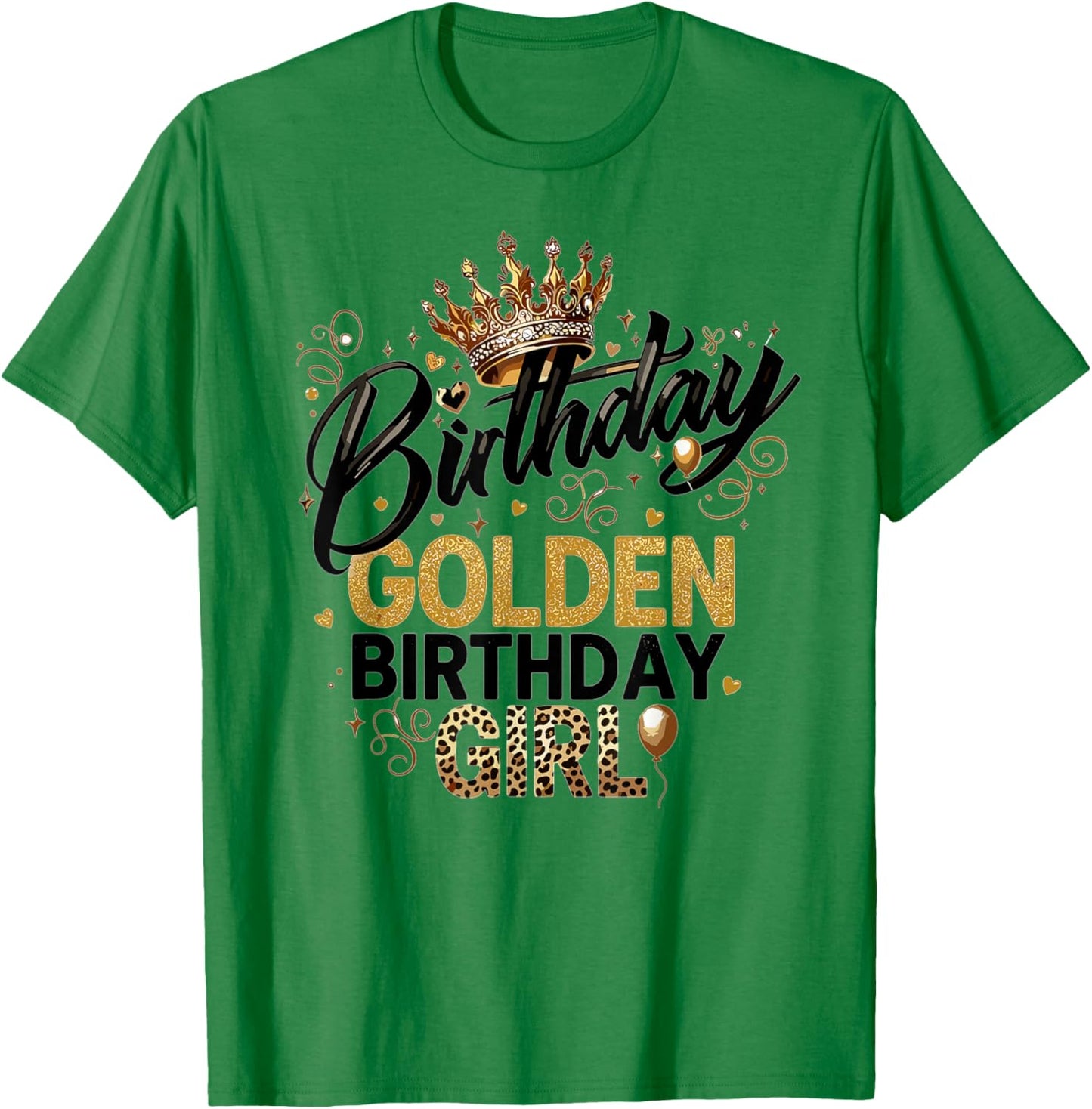 Golden Birthday Girl Era Women Kids Groovy T-Shirt - T-Shirt | Irish Green