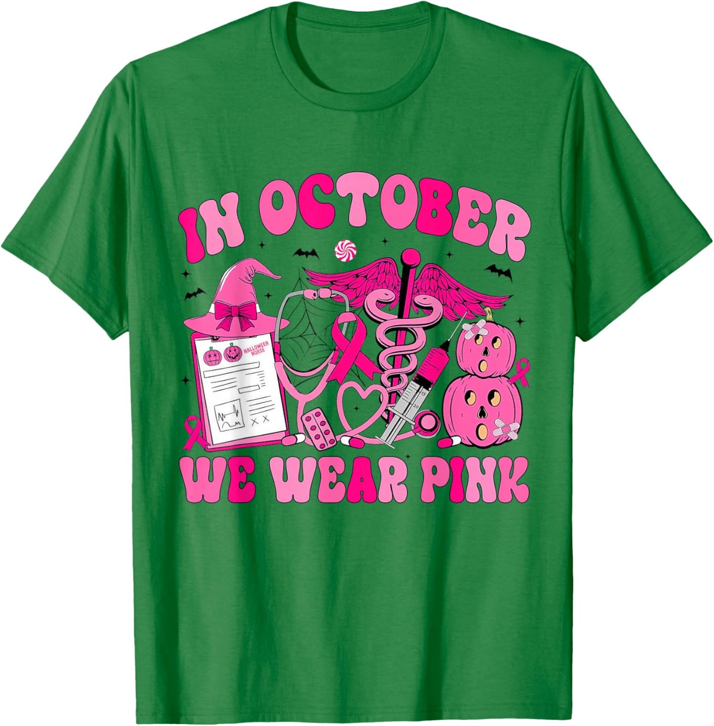in October We Wear Pink Rehab Life Nurse Breast Cancer T-Shirt - T-Shirt | Irish Green