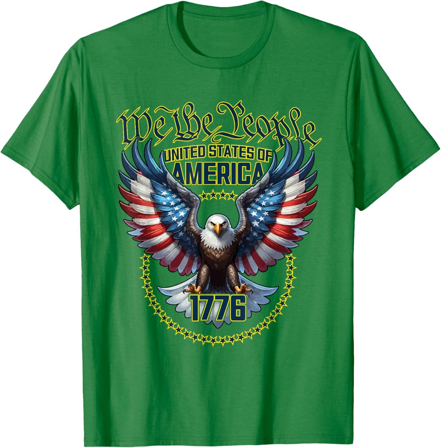 USA Patriotic American Flag Theme Eagle Design T-Shirt - T-Shirt | Irish Green
