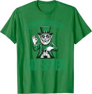 Funny Six Seven 67 Meme Leprechaun St Patricks Day 6 7 Hands T-Shirt - T-Shirt | Irish Green