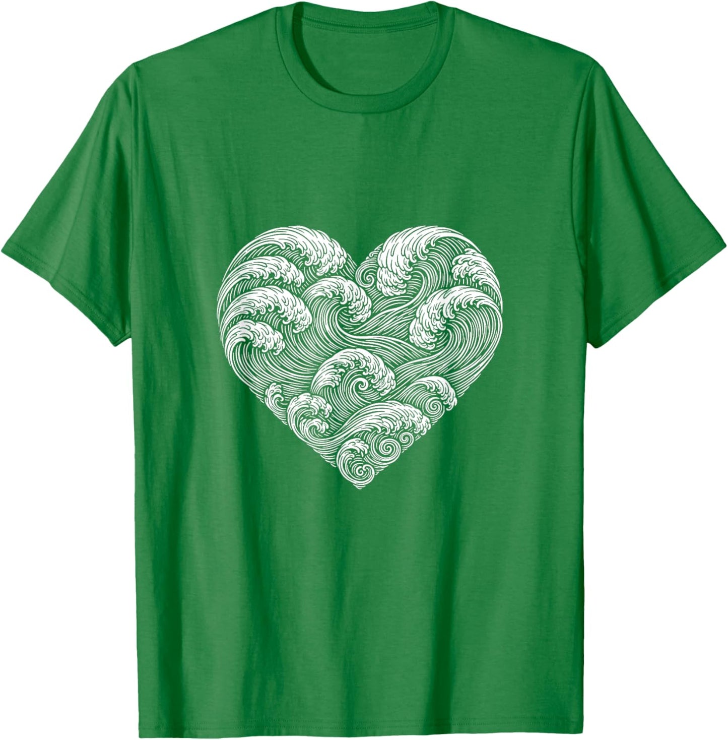 Wave Heart Ocean Vacation Surfer Cute Valentines Days T-Shirt - T-Shirt | Irish Green